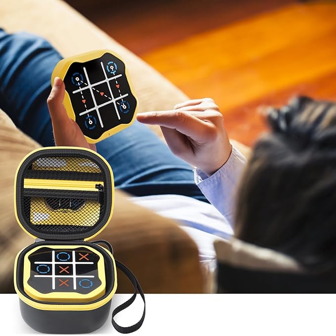 GWCASE Case Compatible with GiiKER Tic Tac Toe Bolt Game 3-in-1 Handheld Puzzle Console, Fidget Toys Board Games Storage Organizer Holder Box -Black (Bag Only)