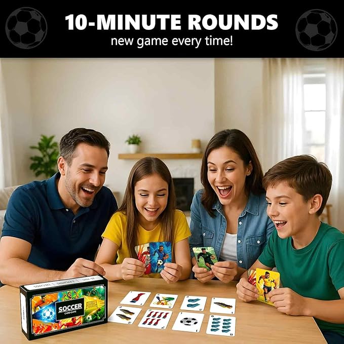 QUOKKA Soccer Fast-Paced Card Game for Kids & Adults – 128 Cards & Easy Rules – Quick & Fun Matching Game – 2-8 Players – Ages 8+ – Perfect for Family Games Night, Travel and Parties