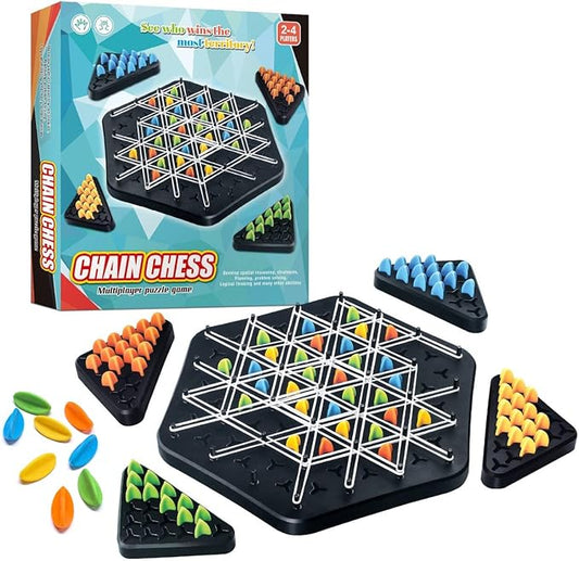Large Size Chain Triangle Chess Game, Triggle Game, Board Game for Family Game Night - Family Board Games for Kids and Adults - 2-4 Players - Ages 3 Years and Up