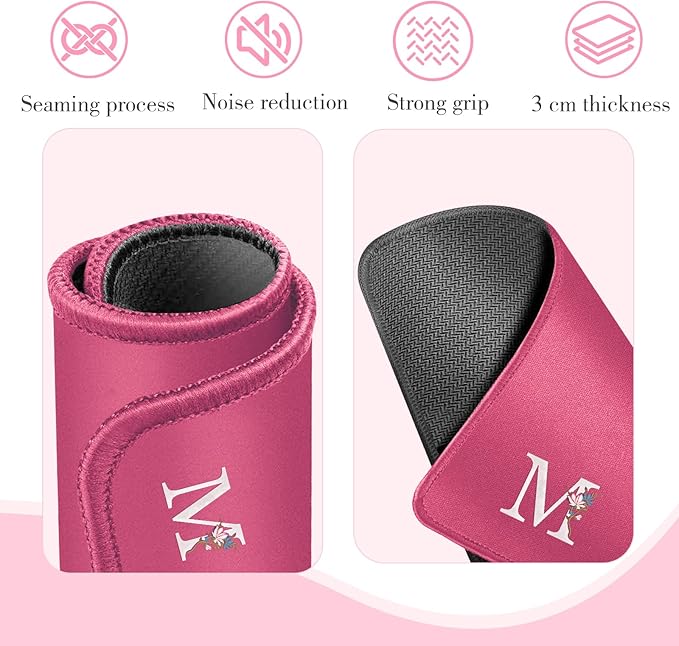 Mahjong Mat | Neoprene Anti-Slip Noise Reduction, Simple Design & Embroidery | 32.4x32.4 Inch Pink | Perfect for Mahjong, Board Games & Tile Games | Elegant Gift(Custom M Letter)