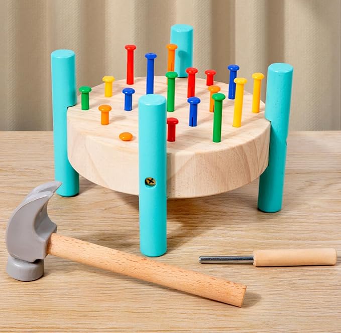 Wooden Baby Workbench Pounding Hammer Toy for Toddlers,STEM Educational Preschool Learning Toys for Kids