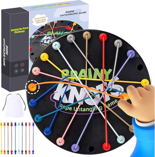 Brainy Knots Rope Untangling Game, Twisted Rope Puzzle Game, Brain Knots Game Exercise Strategy Thinking, Fun Family Game with Multiple Difficulty Levels