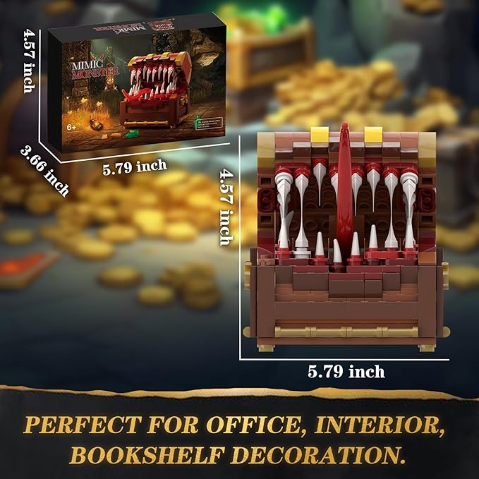 Games Series Mimic Treasure, Dice Chest Storage Box Building Block Sets, Dragons Board Game Monster Model, Collection Toys Gifts for Fans Friend Age 6-14, Halloween Decor (330 Pcs)