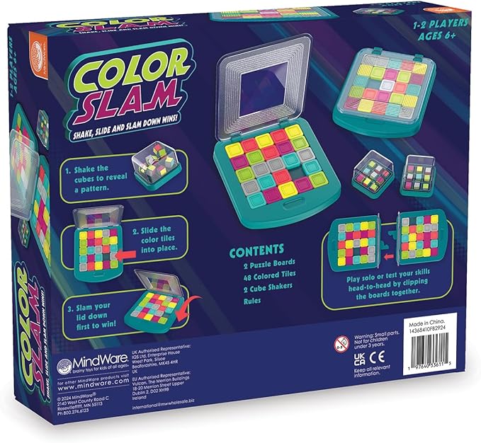 MindWare Color Slam Sliding Puzzle Game for 6 Year Olds and Up