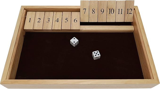 Deluxe Wood 12 Numbers Shut The Box Game