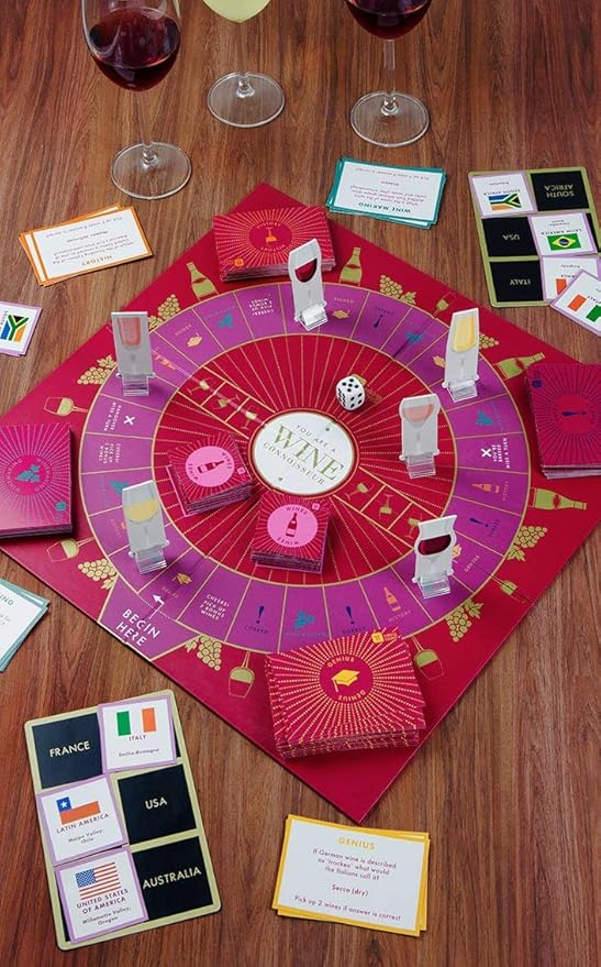 Talking Tables Wine Themed Trivia Board Game | Games Night | Adults, After Dinner Party, Table Game, General Knowledge, Wines Lover, Alcohol, Bottle, Drinking, Christmas, Birthday, Present (WINE-GAME)