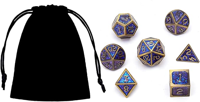 Metal Dice Set D&D Dragon and Dungeon Polyhedral Metal Dice, Punk Style Role-Play RPG Explorer MTG Pioneer Game DND Dice Set (7 Pieces)