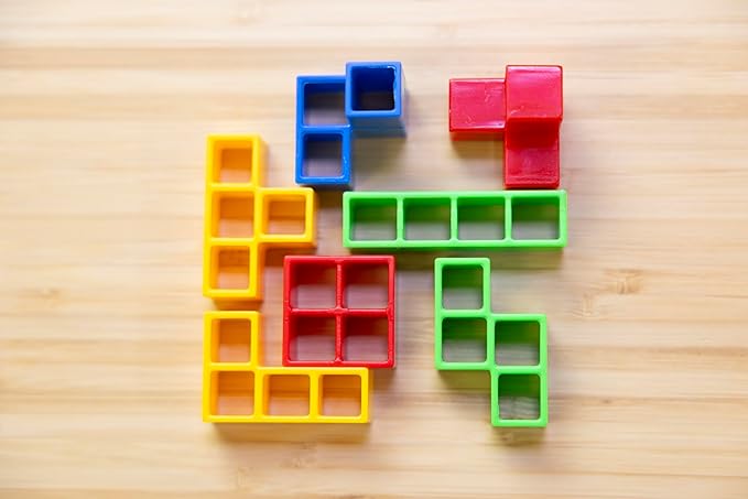 48 Pcs Tetra Tower Game - Balance Game for Kids & Adults - Tetra Tower Stacking Board Game for Parties & Travel - Stack Attack Game - Family Game for 2 Players