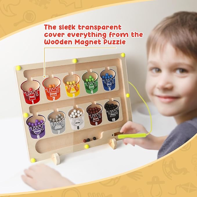 Magnetic Color and Number Maze, Montessori Magnet Puzzles Board Toys for Kids, Education Counting & Matching for Preschool Learning Activities, Travel Toys for Toddlers Fine Motor Skills