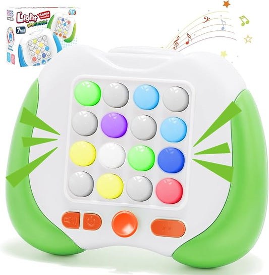 Quick Push Handheld Game for Kids 3-12, 7 Game Mode Flashing Fast Press Push Puzzle Games Sensory Fidget Toys, Christmas Birthday Gifts Travel Toys for Boys Girls Teens Adults - Green