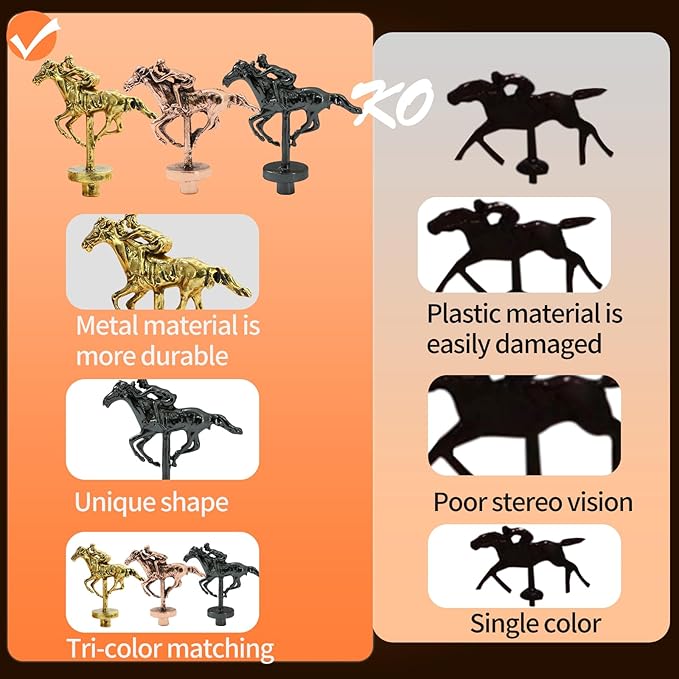 Large Metal Horse for Horse Racing Board Game，Gold×4, Rose Gold×4, Silver×3 Classic Style Collection Souvenirs (Gold×4+Rose Gold×4+Silver×3)