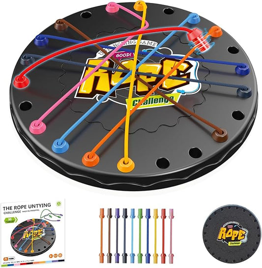 Brainy Knots Puzzle Game for Kids & Adults - Mini Travel Size Family Games with 10 Knot Challenges, Perfect for Road Trips, Chess Board Enthusiasts & Juegos para Niños