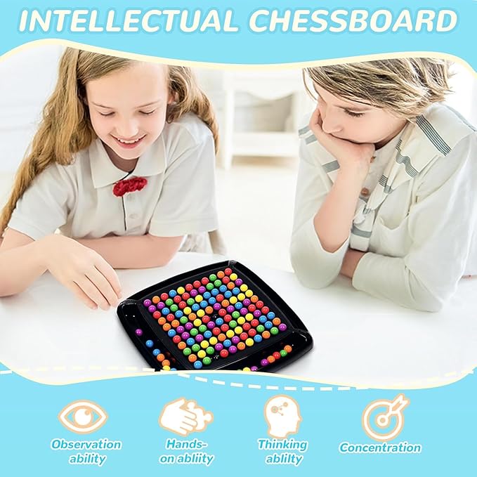 168PCS Intellectual Chessboard, Fun Family Marble Strategy Game, Intellectual Chess Board Game Adults, Fun Table Top Chess Game 2-4 Players