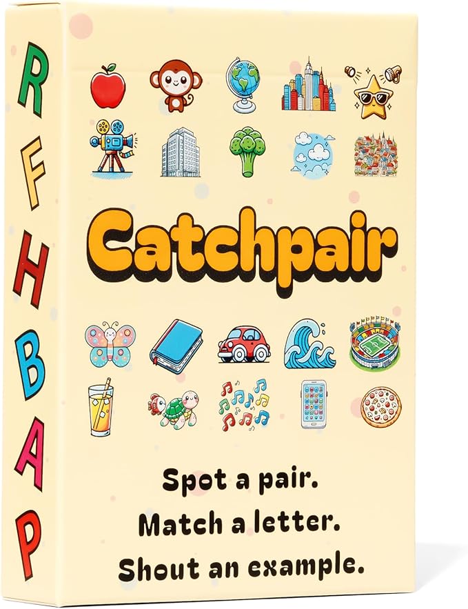 Catchpair Flip, Match, Shout! Fast-Paced Categories Card Game for Adults and Kids 9+ - Games for Adults and Family - Fun Family Games - Word Games