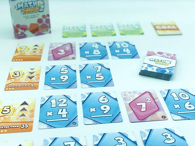 Genius Games Math Rush 2: Multiplication & Exponents - A Cooperative Time-Based Educational Math Flash Card Game for Kids, Students, and Families | STEM Game to Master Mental Math Skills