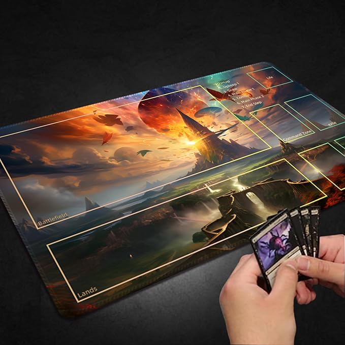 Playmat for MTG, with Free Storage Bags,Game Mat 24 x 14 inches, TCG and Board Game Mat for Cards,Mousepad Desk Mats (Auxiliary Combat)