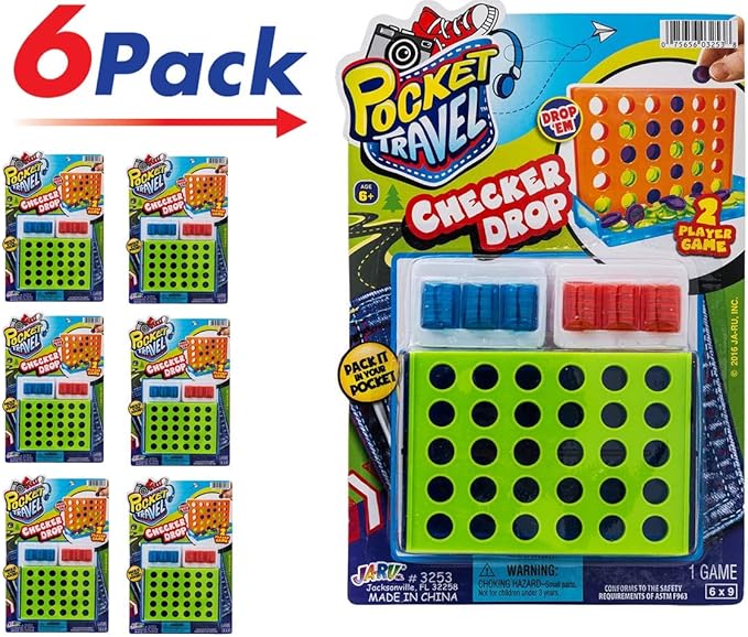 JA-RU Portable Tic Tac Toe Classic Mini Board Games (6 Pack) Pocket Size Travel Toys for Kids. Car & Airplane Activities. Bulk Party Favor & Stocking Stuffer. 3253-6p