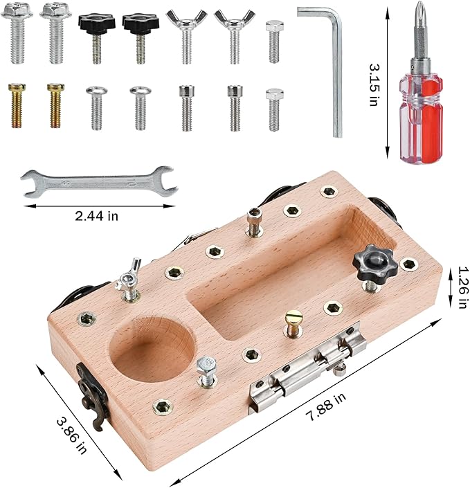 Montessori Screwdriver Board Set, Wooden Montessori Toys for 3 4 5 Year Old with Lock and Key Toy, Educational Sensory Learning Toy STEM Fine Motor Skills Toys