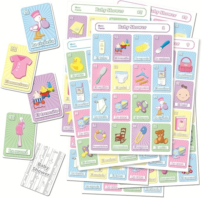 MoreFiesta Baby Shower Mexican Bingo Game in Spanish, for 30 Players