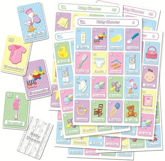 MoreFiesta Baby Shower Mexican Bingo Game in Spanish, for 30 Players