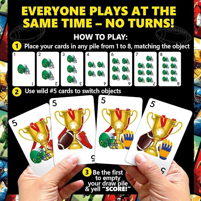 QUOKKA Football Fast-Paced Card Game for Kids & Adults – 128 Cards & Easy Rules – Quick & Fun Matching Game – 2-8 Players – Ages 8+ – Perfect for Family Games Night, Travel and Parties