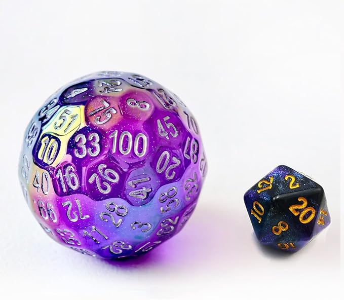 Bescon Dazzling Purple 100 Sided Dice, Game Dice D100, Polyhedral Solid 100 Sides Dice 45MM in Diameter (1.8inch)