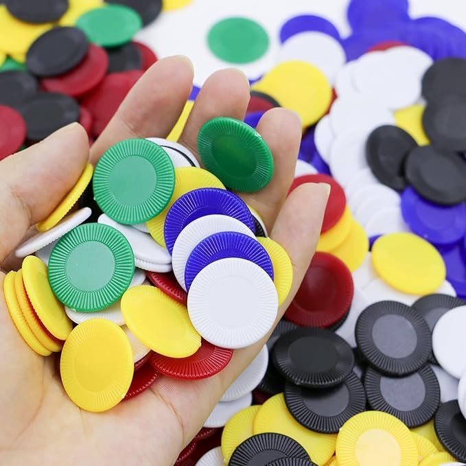 600Pcs Plastic Poker Mini Chips in 6 Colors Bulk Poker Card Game Chips for Game Play Learning Math Counting Kids Teaching Rewards（2.2CM in Diameter）