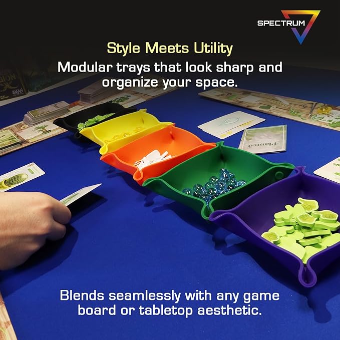 BCW Spectrum Bit Trays - 6 Foldable Silicone Trays for Board Game Storage