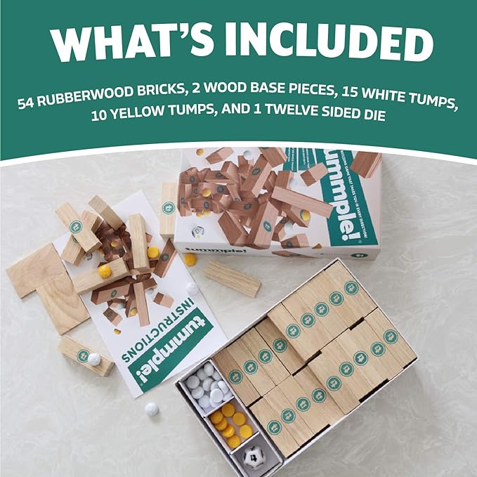 Wooden Block Stacking Tower Game – Fun Party Game & Family Board Game for Kids, Teens, & Adults – STEM Educational Game