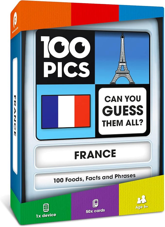 100 PICS France Quiz Game - Educational Travel Trivia Flash Card Games for Smart Kids, (100FRANCE)