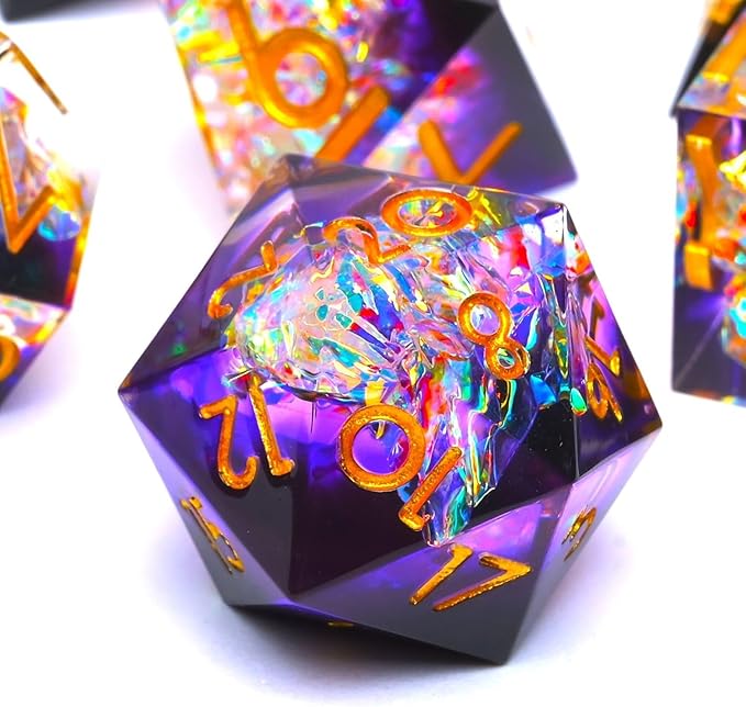 Resin dice Set, Dungeons and Dragons polyhedral DND dice Set, Suitable for Role-Playing Game RPG Explorer Magic: The Gathering Pioneer Game DND dice Set (7 Pieces)