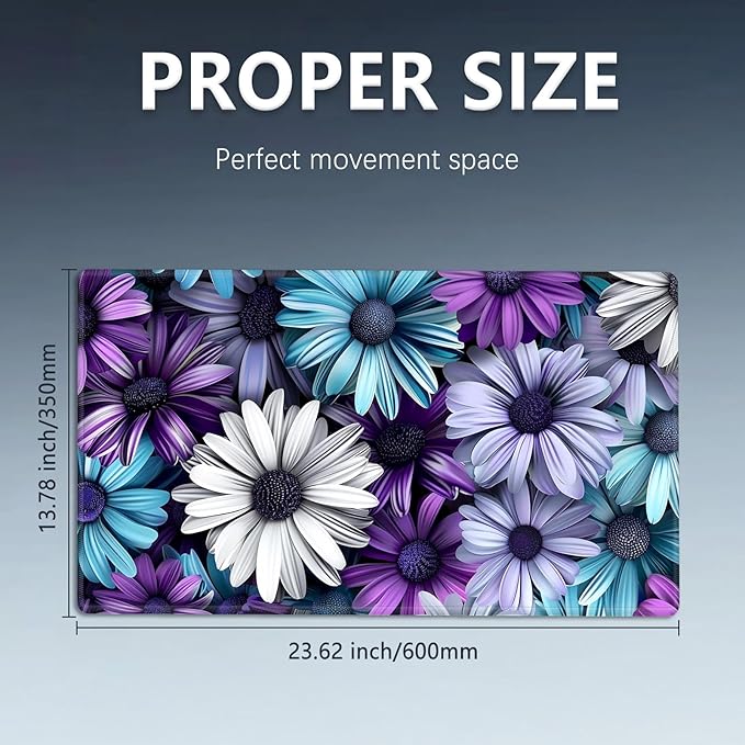 MTG Playmat Size 23.6x13.8in with Storage Bags Portable Playmat TCG and Board Game Mat for Cards Rubber Base Slip-Resistant Mousepad Desk Mat (Floral Daisy,No with Zone)