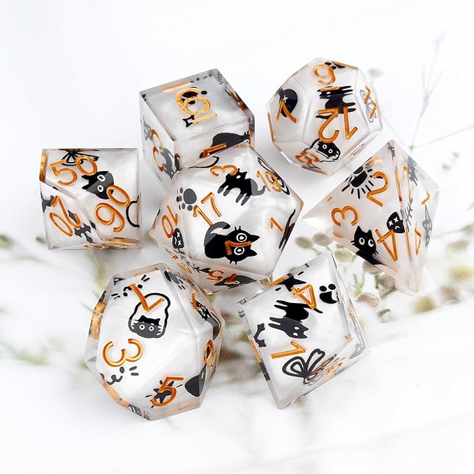Haxtec DND Dice Set Sharp Edge Resin Dice Set with Dice Case, D and D Dice, Polyhedral D&D Dice Set for Dungeons and Dragons TTRPGs DND Gift