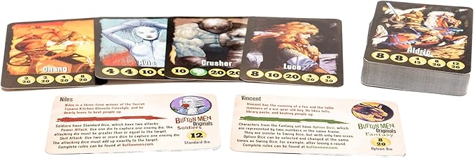 Cheapass Games Button Men: Originals - Expansion Strategy Dice Game, Cheapass Games, Greater Than Games, 50 First Edition Characters