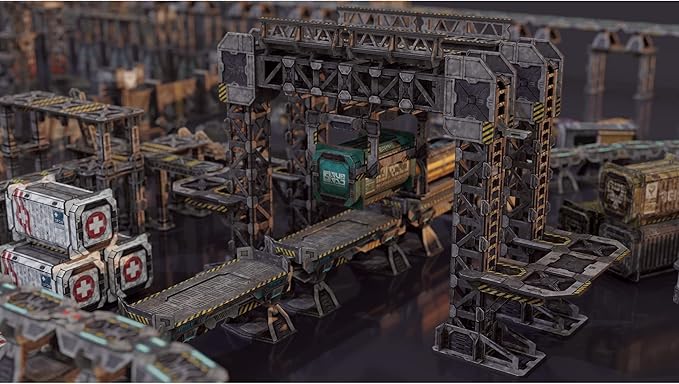 Sci-Fi Terrain: MagLev Depot v2, Neutral Theme, Sturdy, Affordable, Great-Looking Full-Color Terrain, Quick and Easy to Assemble, Virtually Limitless Setups