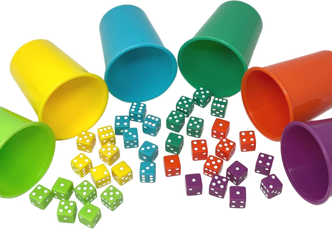 Regal Games - Farkle Fiesta Classic Dice Game w/ 6 Colored Dice Sets, 6 Convenient Dice Cups for Easy Shaking, & 20 Score Sheets - Fun Family Game for Travel, Camp - Ideal for 2-4 Players (Ages 8+)