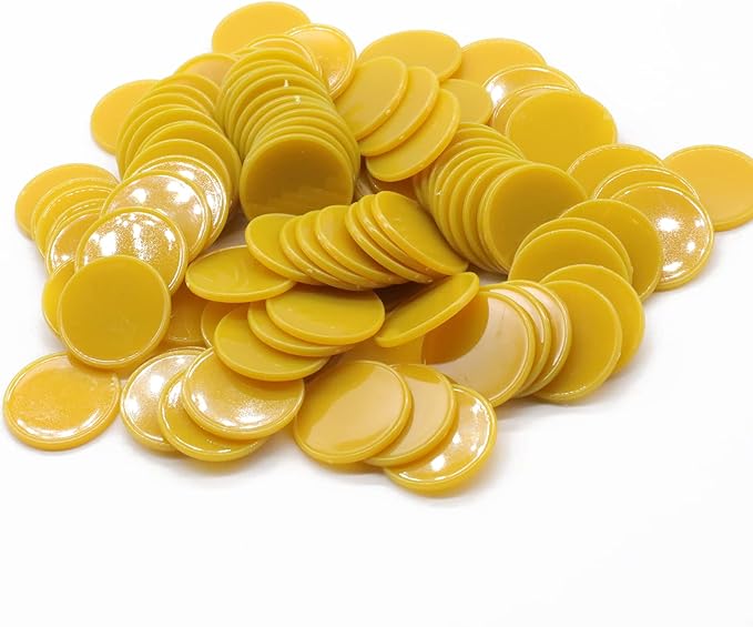 Set of 100 Opaque Plastic Learning Counters Mini Poker Chips Game Tokens with Storage Box (Goldenrod, 1.26 Inch)