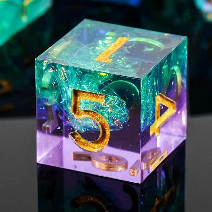 DND Dice Set Dungeons and Dragons Dice Sharp Edged Dice Set of 7 DND Faceted Dice Golden Numbers and Beautiful Iron Box Perfect for Dungeons & Dragons RPG and Board Game(Cyan Purple)