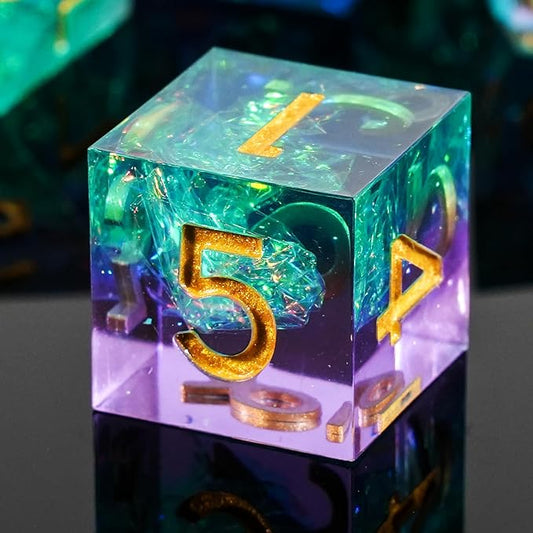 DND Dice Set Dungeons and Dragons Dice Sharp Edged Dice Set of 7 DND Faceted Dice Golden Numbers and Beautiful Iron Box Perfect for Dungeons & Dragons RPG and Board Game(Cyan Purple)