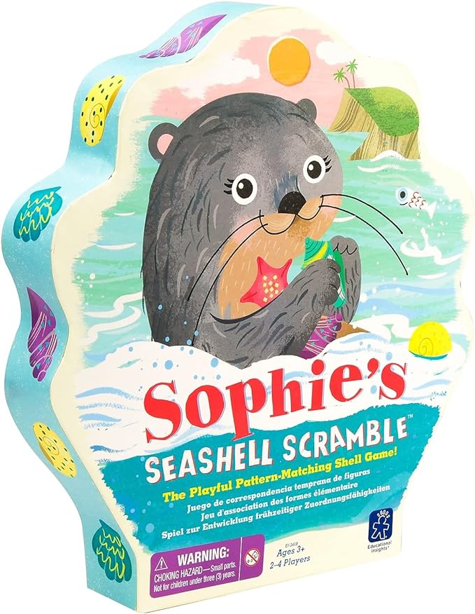 Educational Insights Sophie's Seashell Scramble Game for Preschoolers & Toddlers, Patterns & Matching Game, Fine Motor Skills, Ages 3+