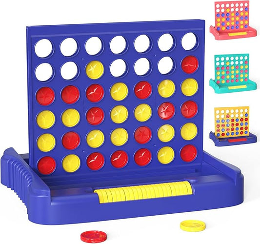 Pup Go 4 in a Row Game, Connect & Win Four in a Row Board Game, Portable 2-Player Strategy Games for Travel, Gift for Kids Children Age 3-12, Family Games Foldable Design with 6 Spare Discs Blue