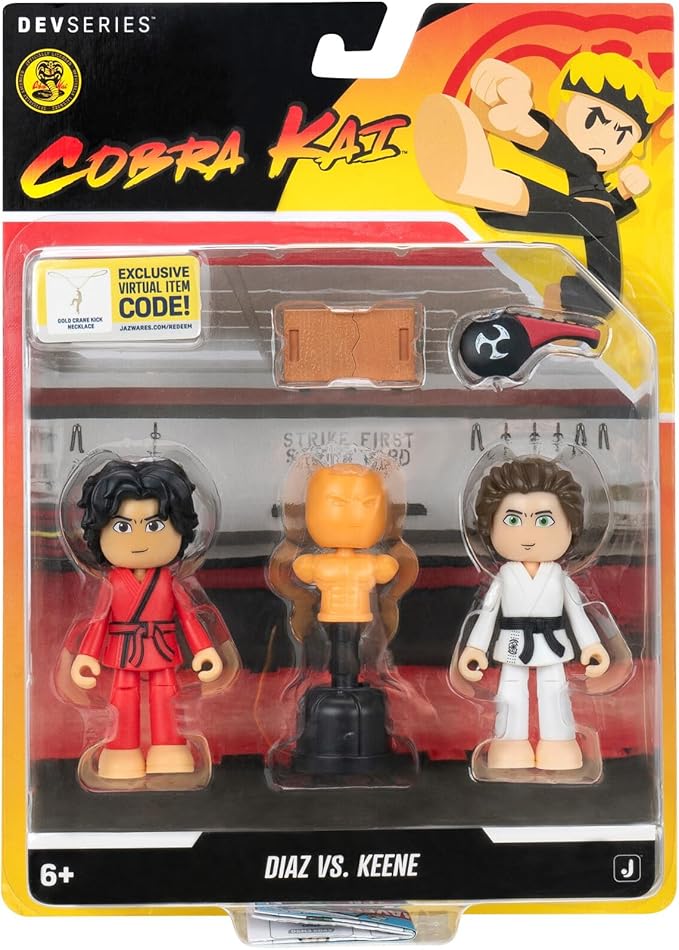 DevSeries Cobra Kai: Diaz vs Keene Game Pack Two 2.75-Inch Action Figures with Three Accessories and Exclusive Virtual Item Code