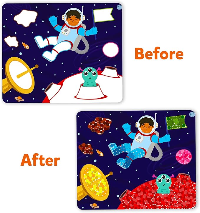Skillmatics Dot It Sticker Art Activity - Space, Mess-Free Fun for Kids, 500+ Stickers, Craft Kits, DIY Scrapbooking Activity, Travel Toys, Gifts for Boys & Girls Ages 3, 4, 5, 6, 7