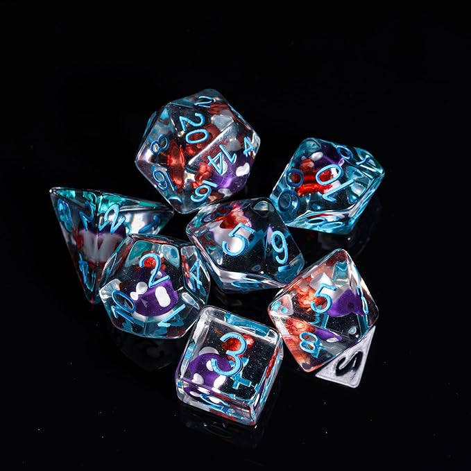 UDIXI 7PCS Polyhedral DND Dice, D&D Dice Set Filled with Mushroom and Flower for Role Playing Dice Games as DND RPG Table Games