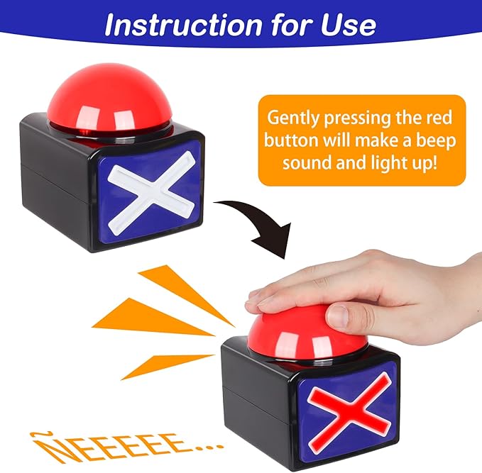 Buzzers for Trivia Games with Lights and Sound 2PCS Game Show Buzzers for Teacher Party Game Must Haves (2 PCS)