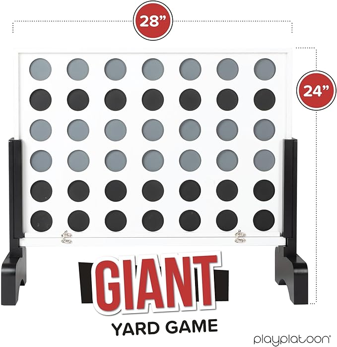 Play Platoon Wooden Giant 4 in a Row Game Outdoor - 4 in a Row Board Game Outdoor with Coins, Case and Rules