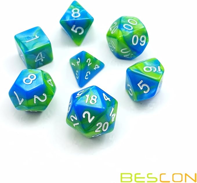 Bescon Mini Gemini Two Tone Polyhedral RPG Dice Set 10MM, Mini RPG Dice Set D4-D20 in Tube Packaging, Assorted Colored of 42pcs (7X6
