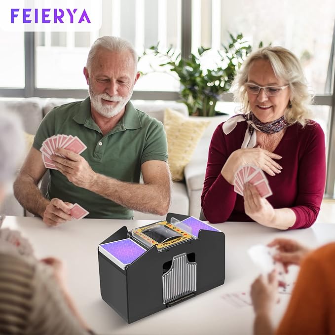 Automatic Card Shuffler 4 Deck,Battery-Operated Electric UNO Poker Shuffler,Playing Card Shuffler for Home Card Game,Travel