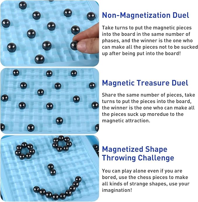 Magnetic Chess Game, Magnet Chess Fun Family Board Games for Kids and Adults,Magnet Chess Game with 40Pcs Magnetic Stones,Table Top Magnetic Board Game,2-4 Players