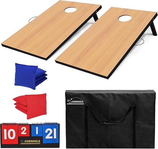 Cornhole Set, Tailgate/Regulation Size Cornhole Boards with 8 Bean Bags and Carrying Case, 3x2/4x2 Corn Hole Outdoor Game Toss Board for Adults Outside Activities